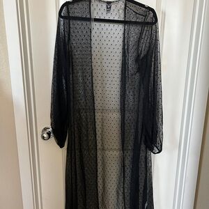 NWOT Windsor Black Sheer Polka Dot kimono size small